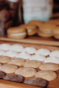 a tray of cookies on a table